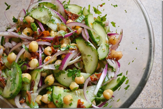 Chickpea Salad with Cucumber, Parsley + Sun-dried Tomatoes