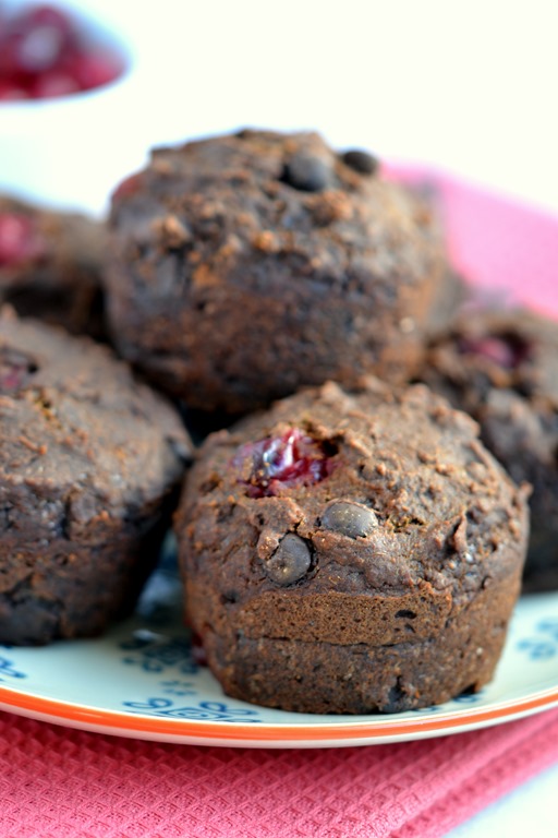 Chocolate Pumpkin & Cranberry Muffins | coconutandberries.com