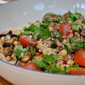 Wheat Berry Salad with Chickpeas + Za’atar, Tahini Beetroot