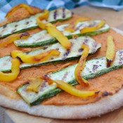 Spanish Romesco/Pesto Pizza with Grilled Vegetables