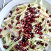 Cabbage, Apple & Pomegranate Salad with Ginger-Almond Dressing