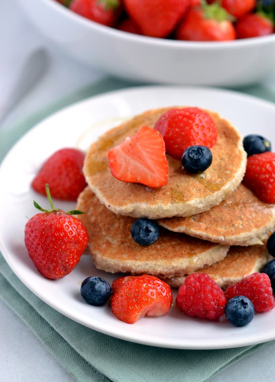 Coconut Pancakes with Berries  (Vegan, Gluten-free)