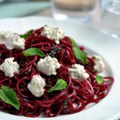 Beetroot Ribbon Salad with Mint & Cashew Cheese