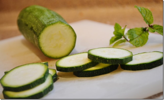 Sliced Courgettes and Fresh Mint