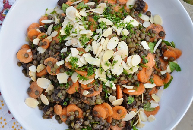 Moroccan Puy Lentil,Carrot + Mint Salad