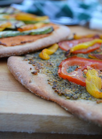 Vegan Pesto Pizza with Grilled Vegetables
