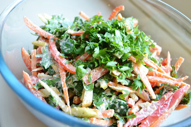 Kale Slaw with Curried Almond Dressing (Let Them Eat Vegan)