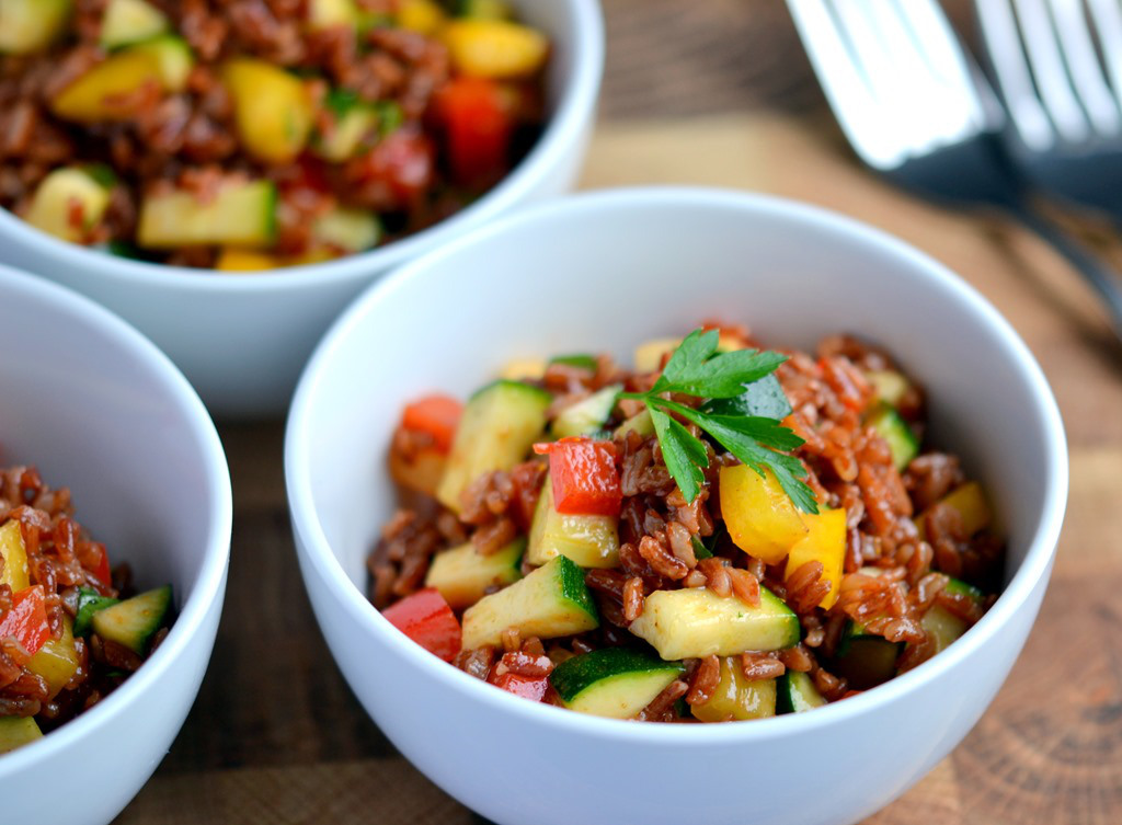 Red Rice Salad- "tibits at home" vegetarian cookbook- Review & Giveaway