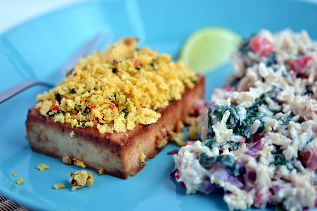 Chili-Lime Crusted Tofu with Creamy, Herbed Rice