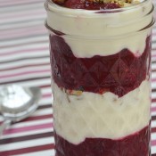 Rhubarb & Berry Compote, Yogurt + Granola Parfait