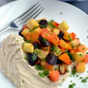 Roasted Roots with Lemony Bean Purée