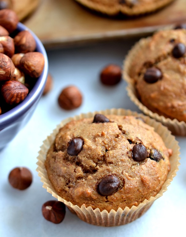 Hazelnut Butter-Chocolate Chip Muffins