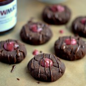 Raw Chocolate-Hazelnut Strawberry Jam Thumbprints