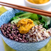 Macro Bowl with Carrot-Ginger-Almond Sauce