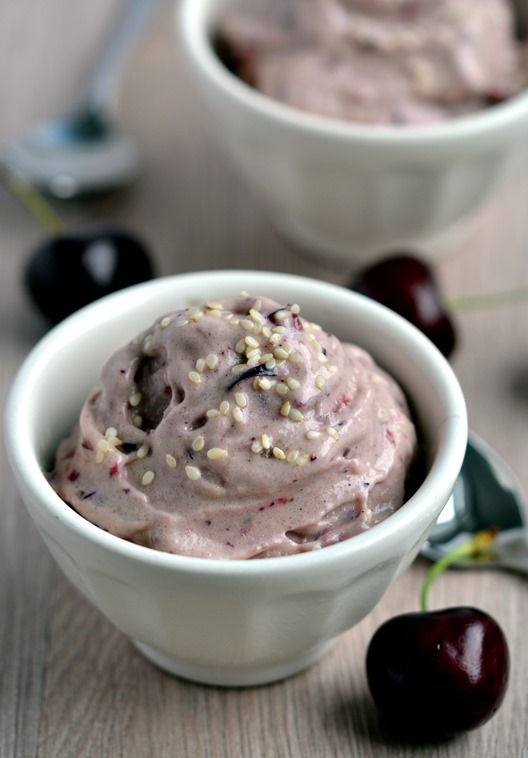 Cherry Vanilla Tahini Ice Cream