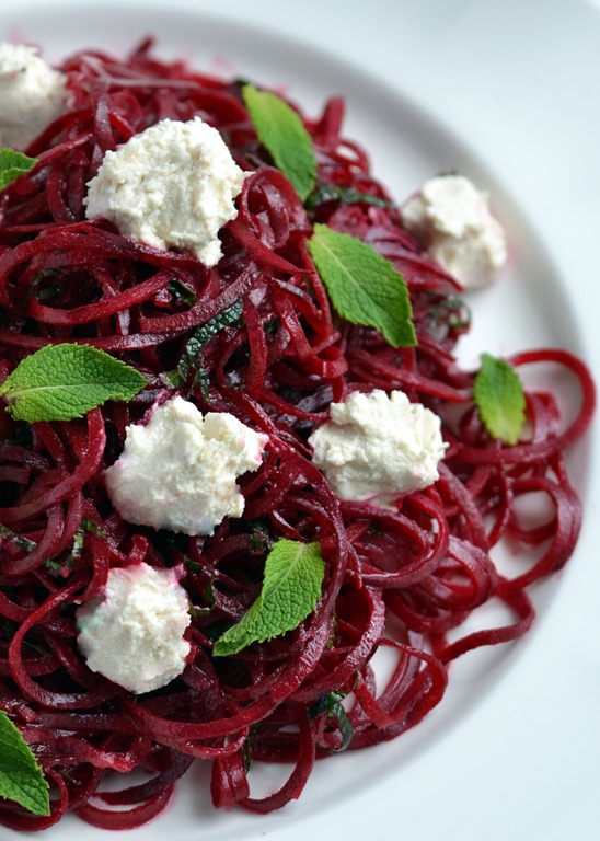 Beetroot Ribbon Salad with Mint & Cashew Cheese | coconutandberries.com