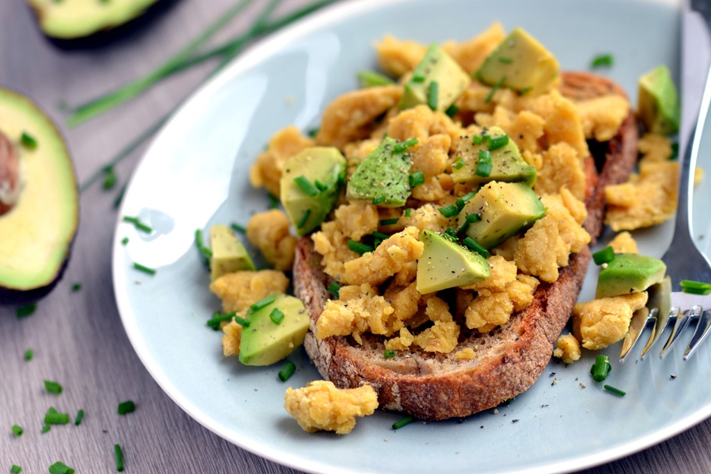 Chickpea Flour Scramble with Avocado & Chives